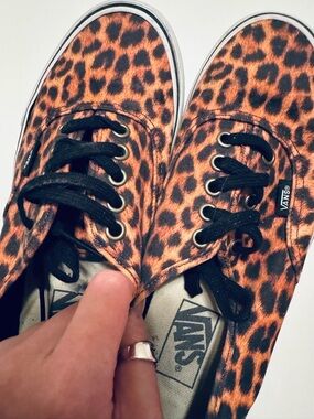 Vans Leopard Print Canvas Sneakers in Orange and Black